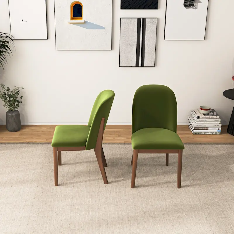 Bellar Mid Century Modern Linen/Velvet Dining Chair (Set of 2)