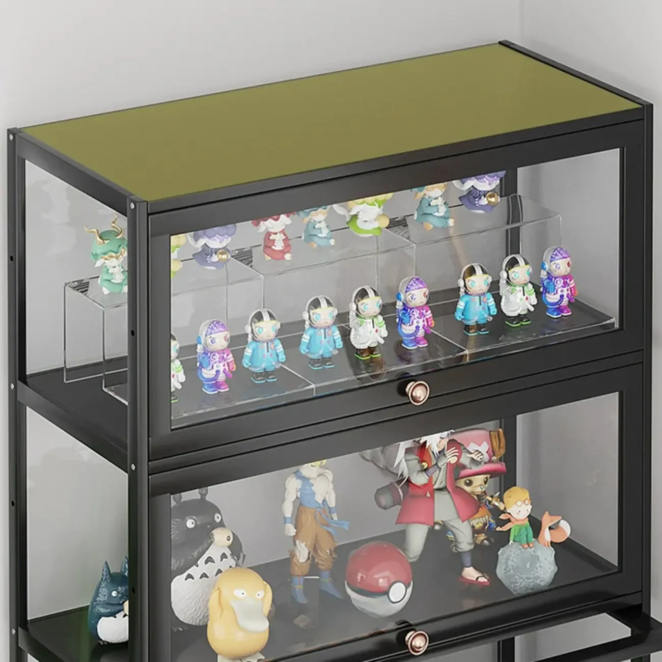 Simple Flip-up Black Clear Glass Cabinet