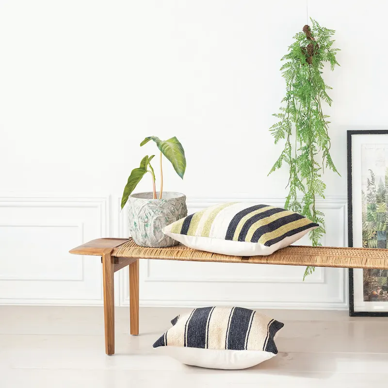 Teakwood and Rattan Bench