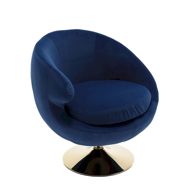 HOMEFUN Velvet 360 Degree Swivel Left Cuddle Barrel Accent Chairs