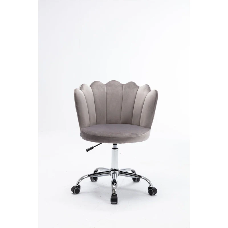 Velvet Upholstered Adjustable Height Swivel Home Office Chair