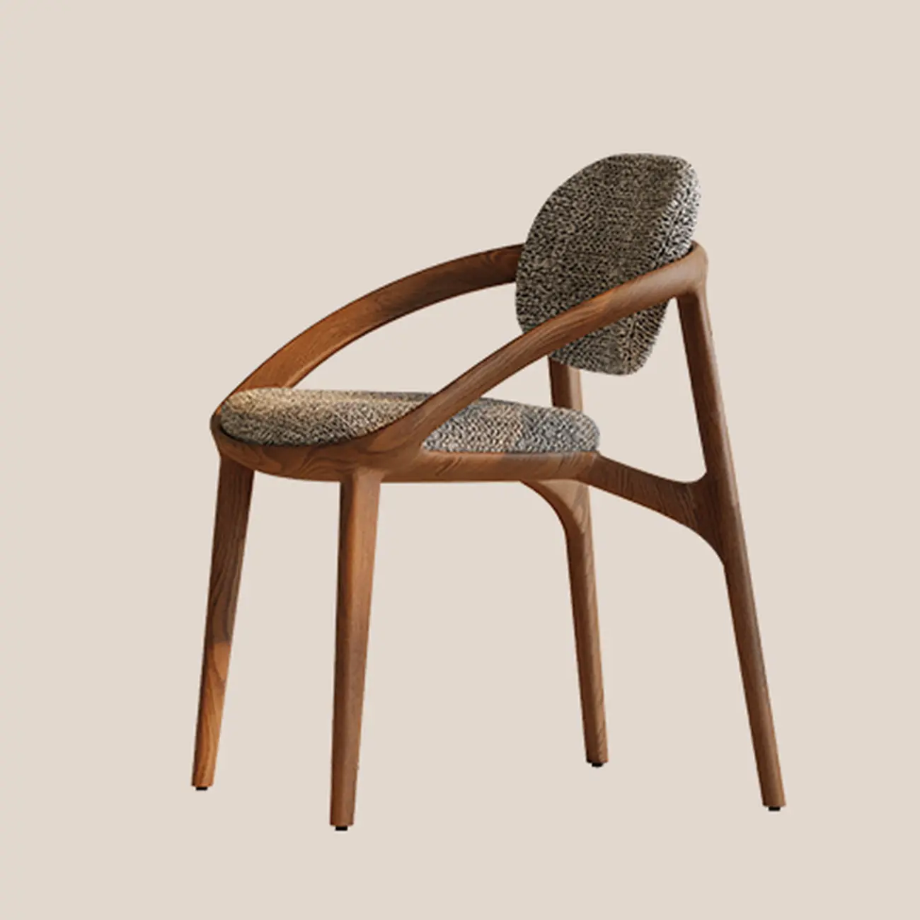 Mid-Century Modern Wooden Dining Chair with Arms