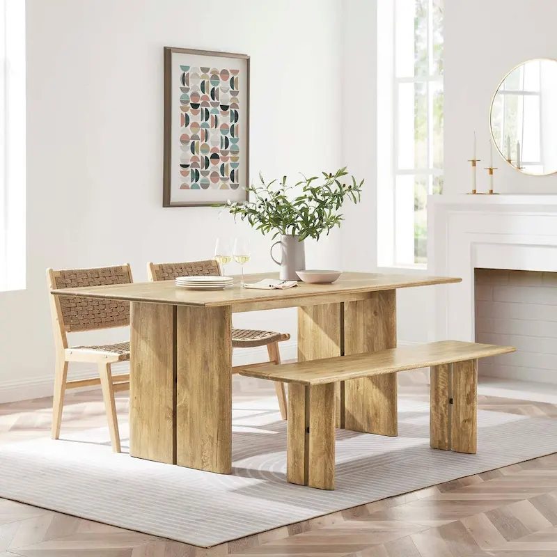Amistad 72 Wood Dining Table and Bench Set