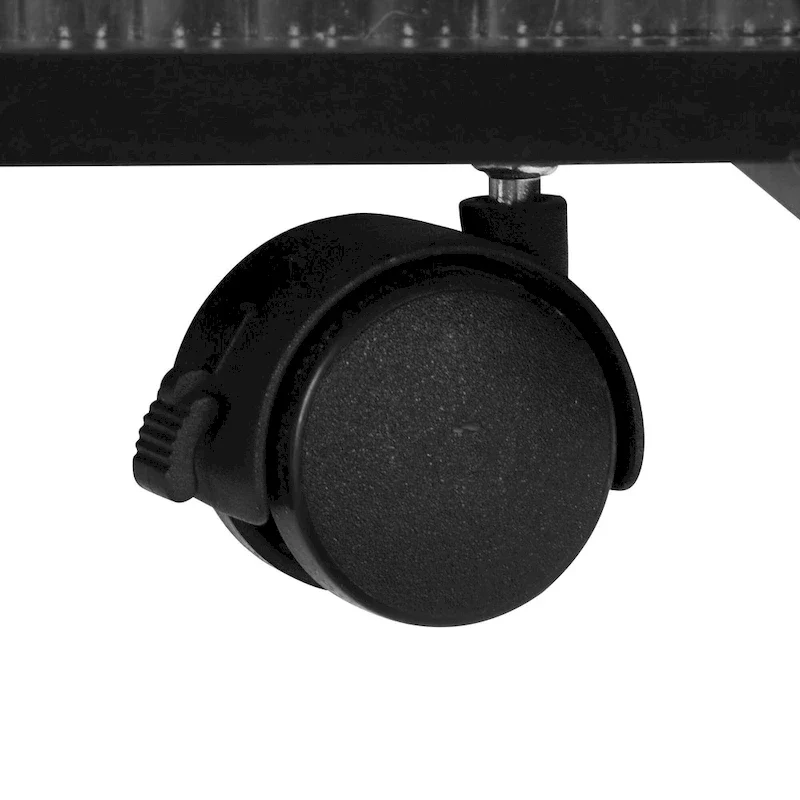 31.5  Modern Mobile End Table with 5mm Thick Fluted Tempered Glass, Lockable Wheels and Golden Round Rod