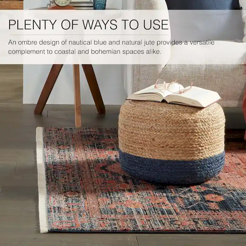 Juniper Home Saba Round Jute Pouf Ottoman/Foot Stool