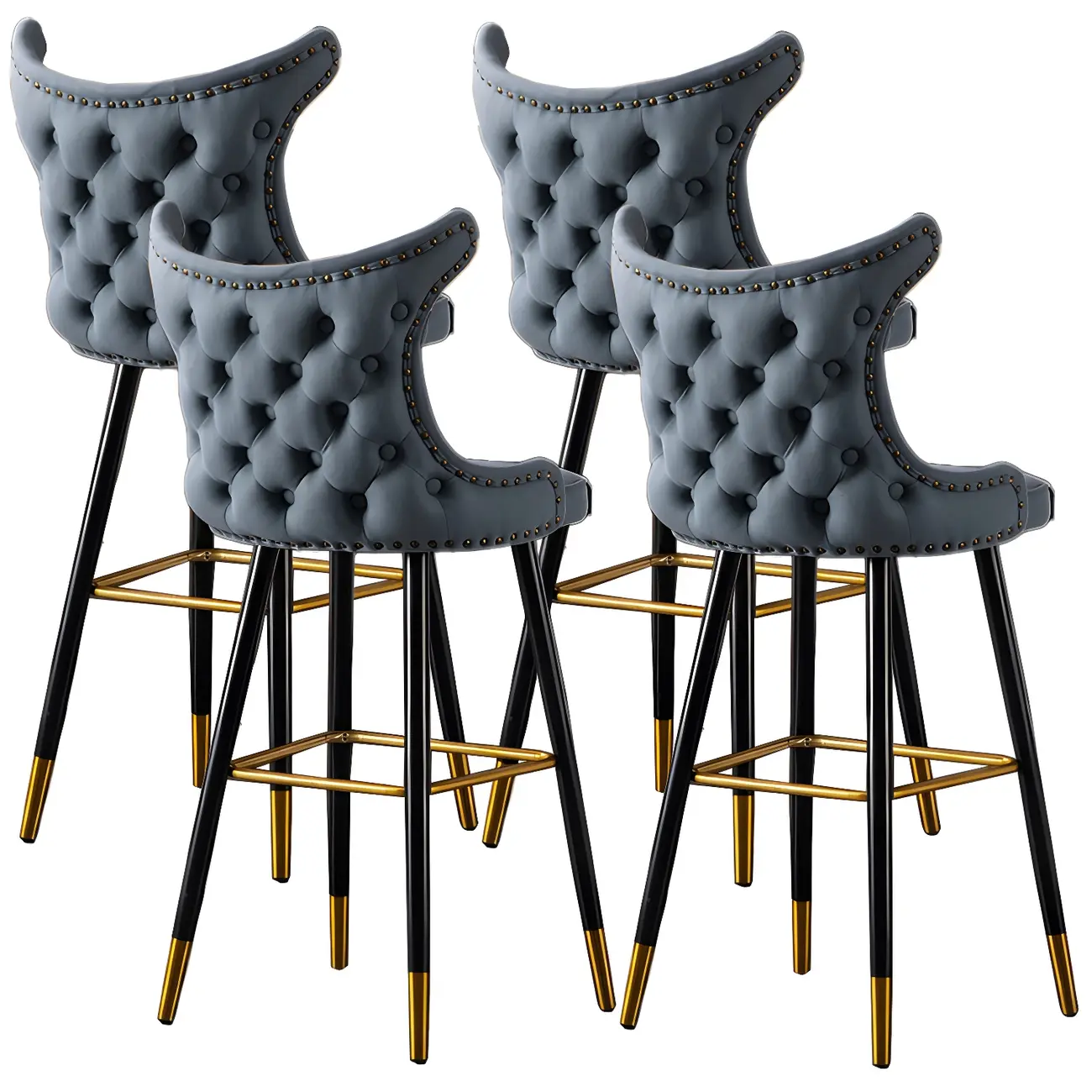 Velvet Upholstered Wingback Counter Height Bar Stools