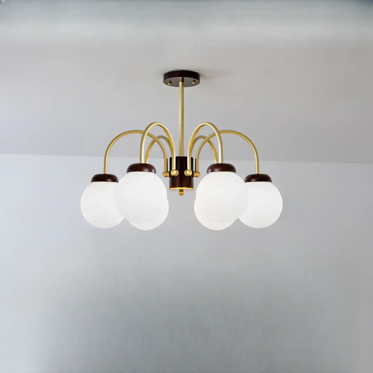 Classic Gold White Vitreous Ball Chandelier