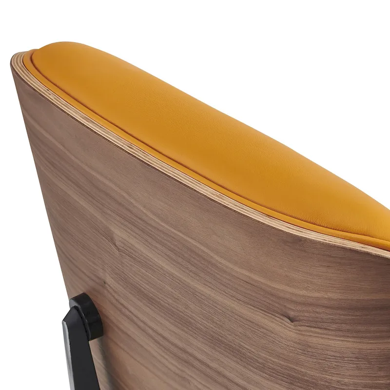 Mid-century Modern Lounger Real Leather Arm Chair and Ottoman Set