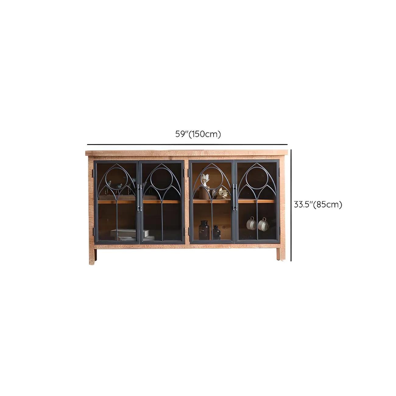 Classic 2-Drawer Brown Medium Wood Glass China Cabinet