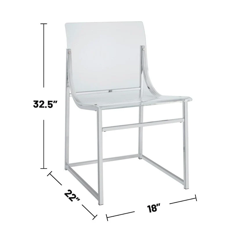 Set of 2 Dining Side Chairs in Clear and Chrome