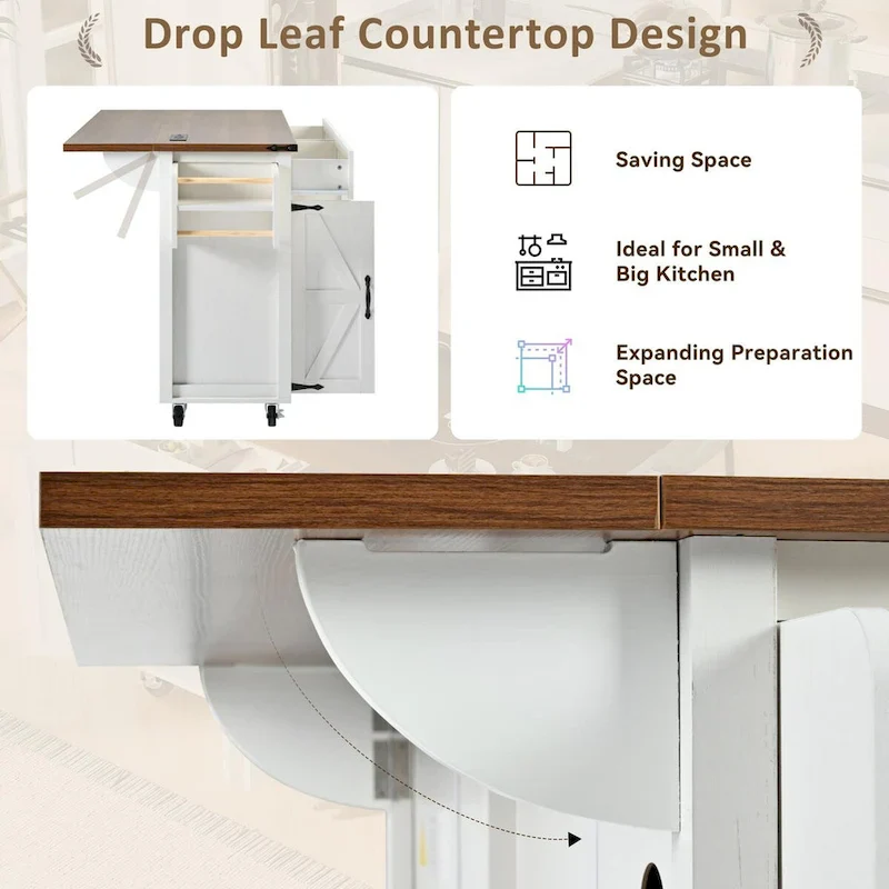 53.5 Farmhouse Kitchen Island with Power Outlet