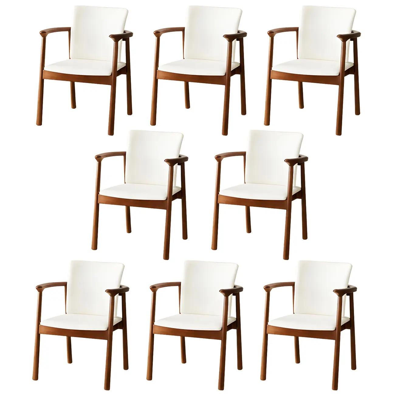 Modern Upholstered Rubberwood Arm Dining Chair Set of 2