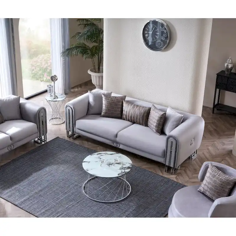 Kamelya 2-Pieces One Sofa One Loveseat Living Room Set, Metal Leg, Pillow Back