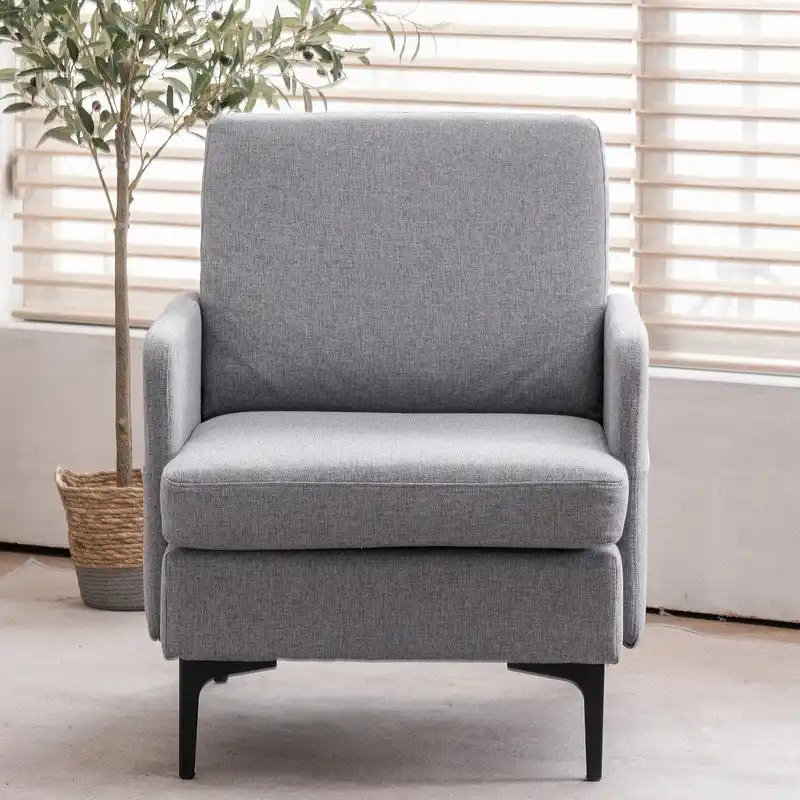 Upholstered Linen Accent Armchair