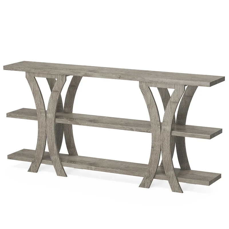 70.8 Inch Narrow Console Table with 3 Tier Shelves
