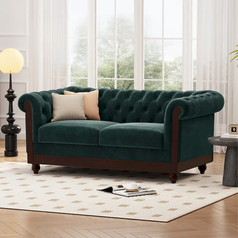 Chesterfield Velvet Loveseat Sofa