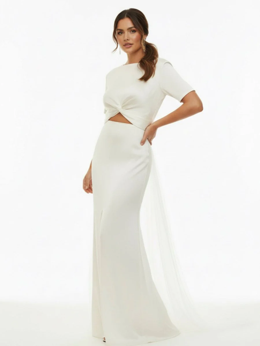 Sheath Engaged Noivas Wedding Dresses With Slit