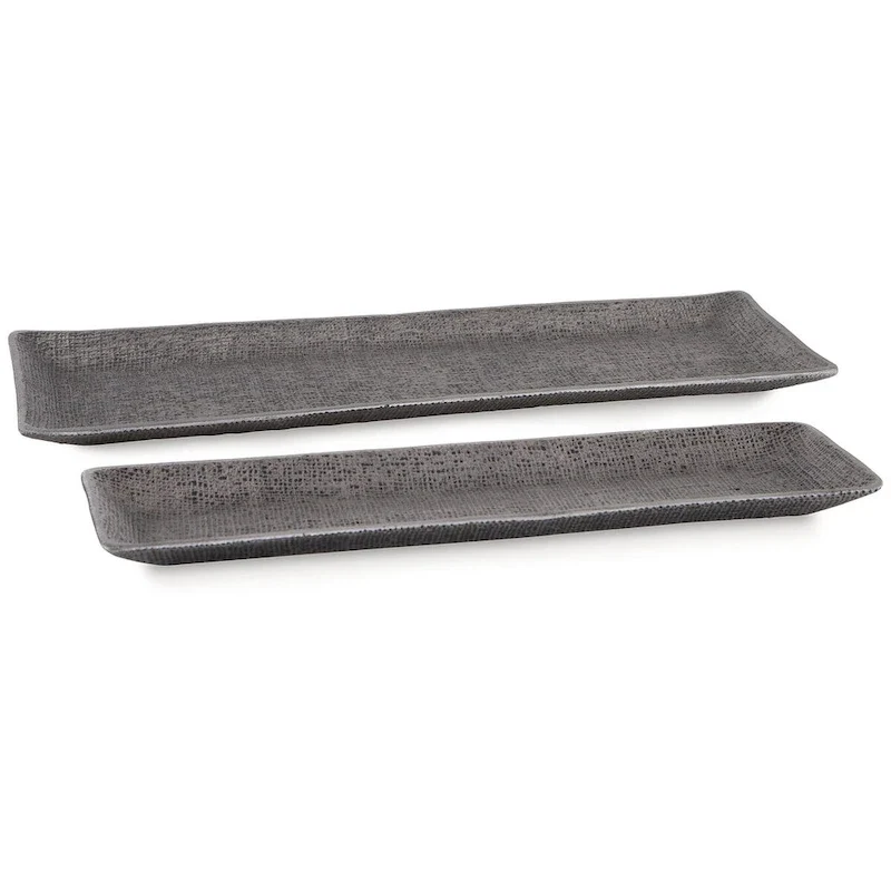 Signature Design by Ashley Garekton Pewter Tray (Set of 2) - 24 W x 8 D x 1 H
