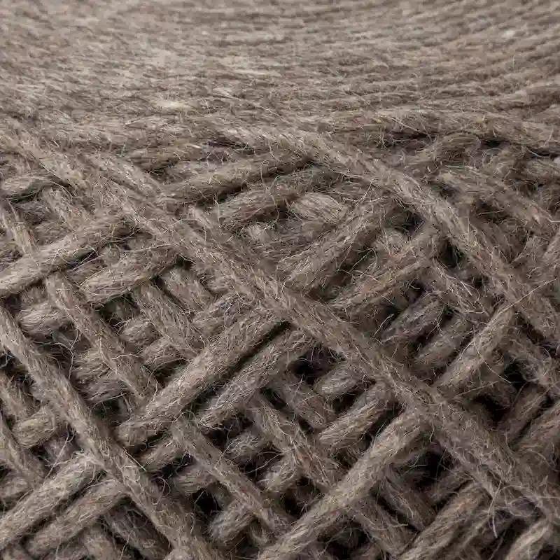 Mercana Allium Brown Woven Wool Round Pouf