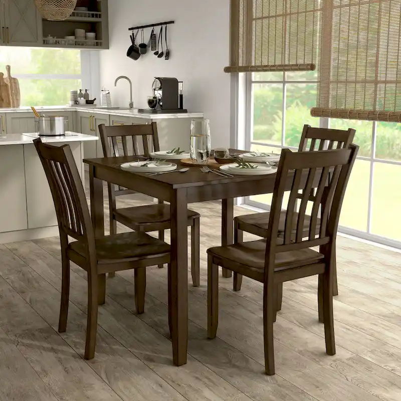 Traditional Solid Wood 5-Piece Dining Table Set