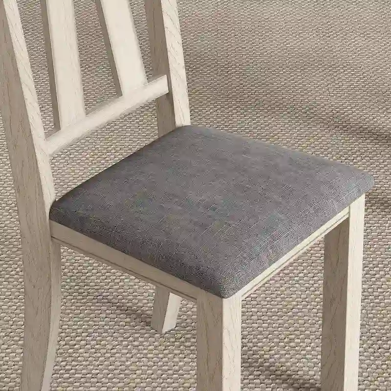 Solid Wood Dining Chair with Linen Fabric Seating
