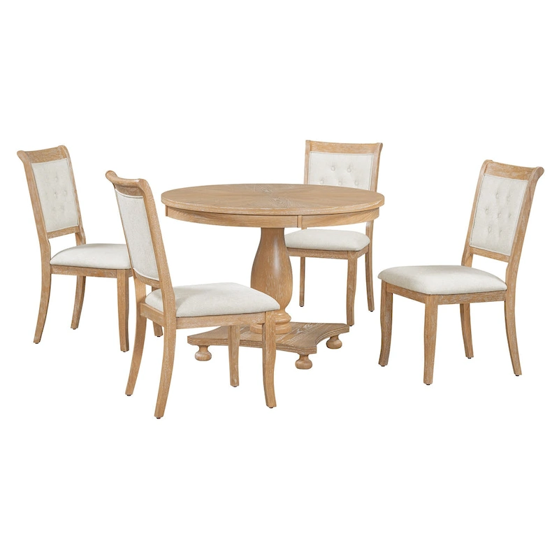 Lak Retro 5-Piece Dining Sets with Upholstered Chairs by GDFStudio