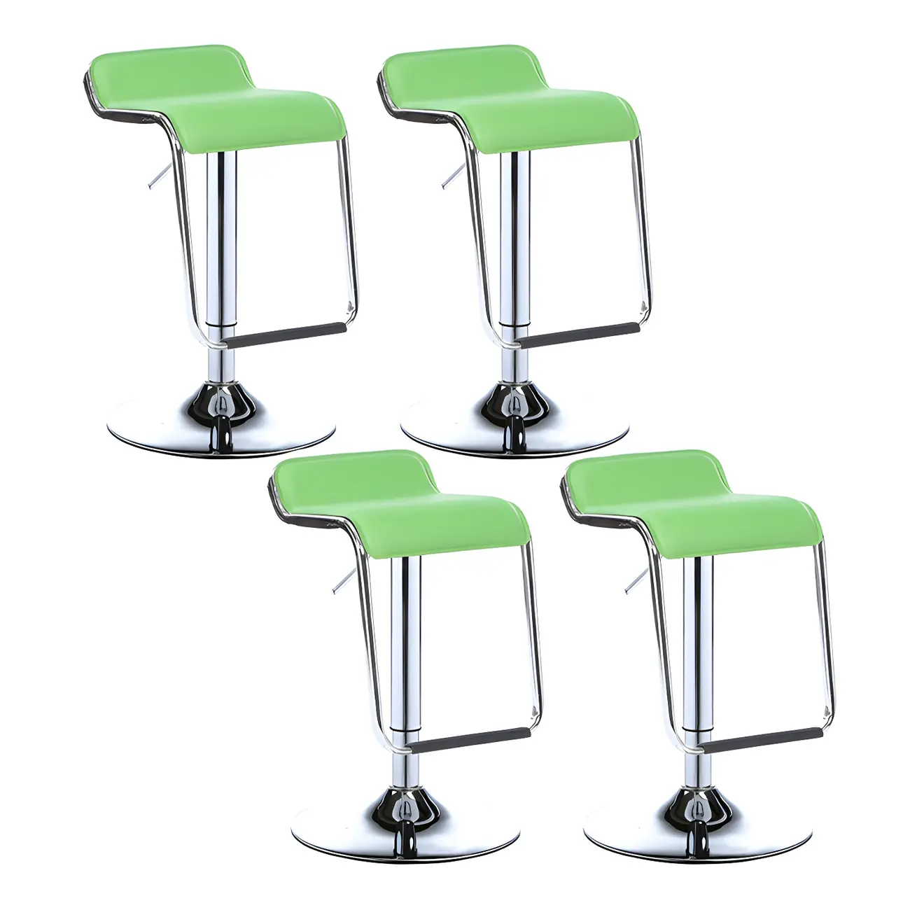 Modern Pedestal Swivel Bar Stool Adjustable Height Low Back Faux Leather