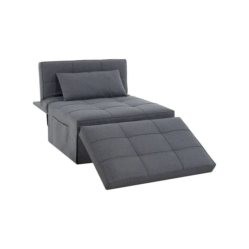 Sleeper Chair Bed, 4 In 1 Multi-Function Convertible Ottoman Bed, Breathable Linen Bed Chair, Convertible Sofa Bed
