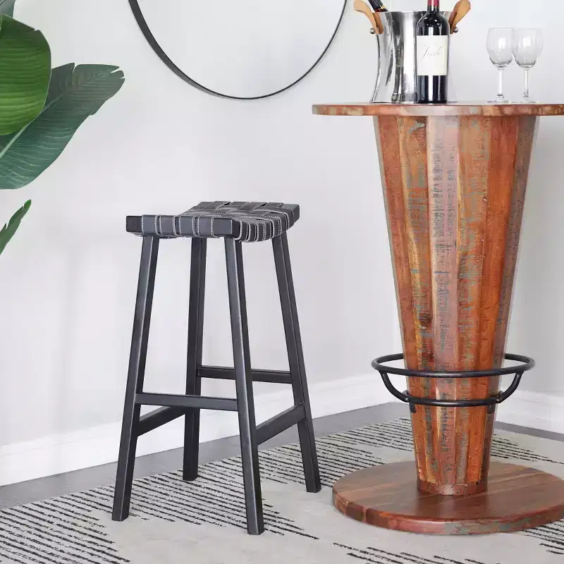 Rustic Birch Barstool Black - Olivia & May: 30" Fixed Height, Wood Frame, Spot Clean