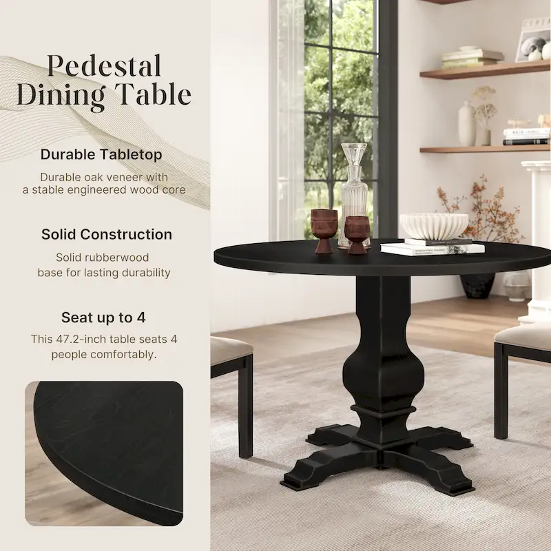 Roundhill Furniture Havre Pedestal Base Round Dining Table - N/A
