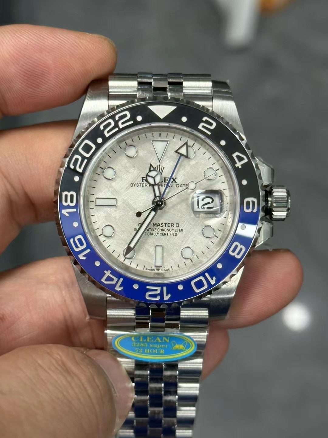 Clean Factory DD3285 Rolex GMT-Master II 1:1 clone with meteorite dial and blue-black bezel
