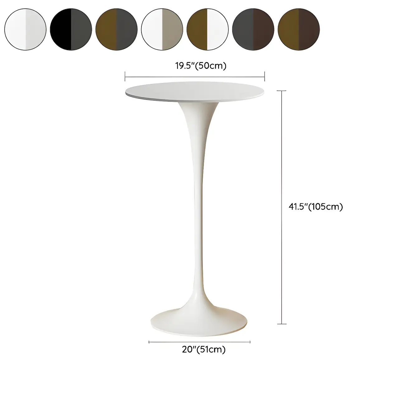 Round Glam Brown Gold Metal Tulip Base Bar Tables