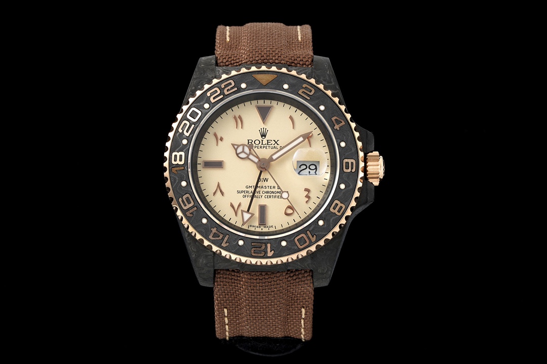 best rolex replica 3285 movement wrist test carbon case brown strap
