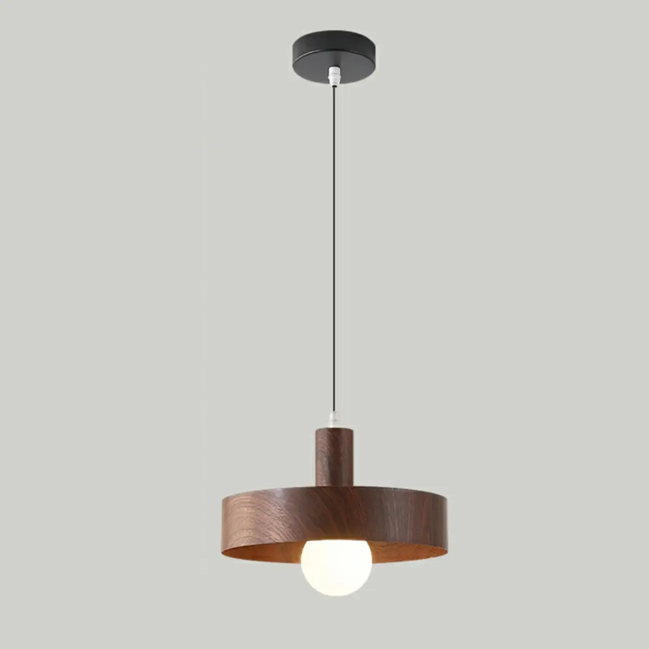 Cylinder Brown Wood Kitchen Adjustable Pendant Light