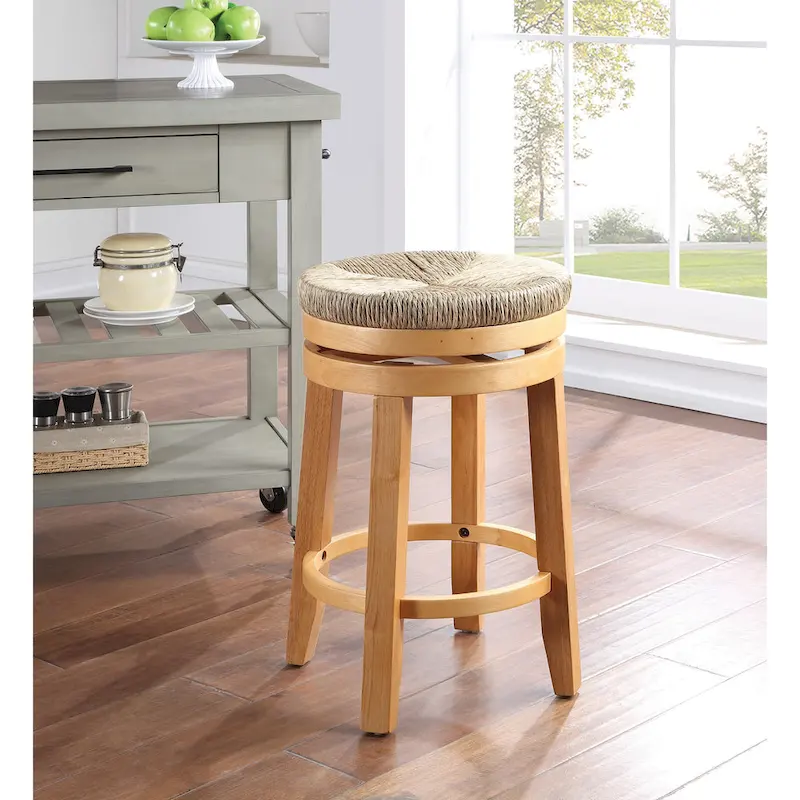Off White / Natural Swivel Counter Stool, Set of 2