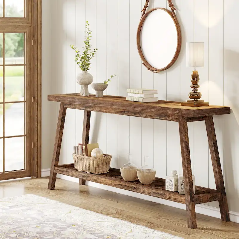 Farmhouse Console Entryway Table, 70.9 Inches Extra Long