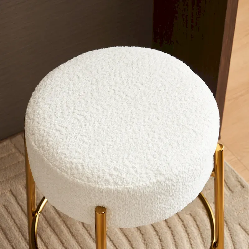 Beige+Gold Modern 20  Barstools (Set of 2)