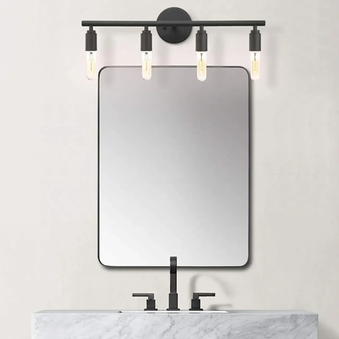 Industrial Black Metal 4-Light Cylinder Vanity Lights