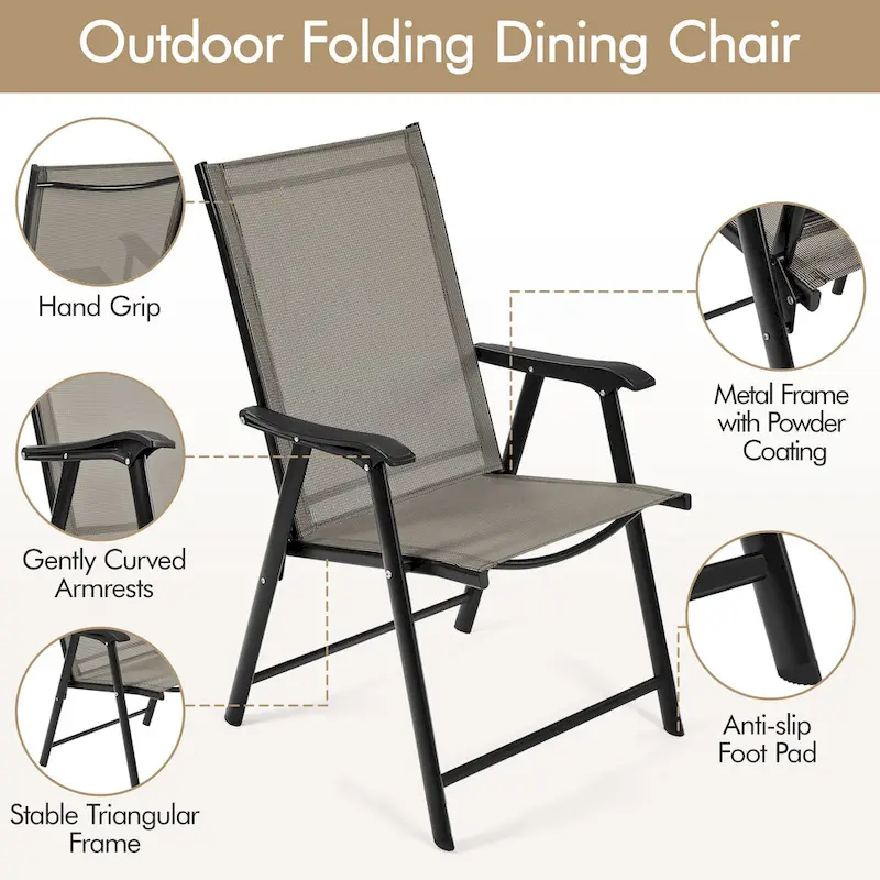 Yaheetech 4pcs Folding Dining Chairs Patio Dining Chairs with Backrest and Armrests