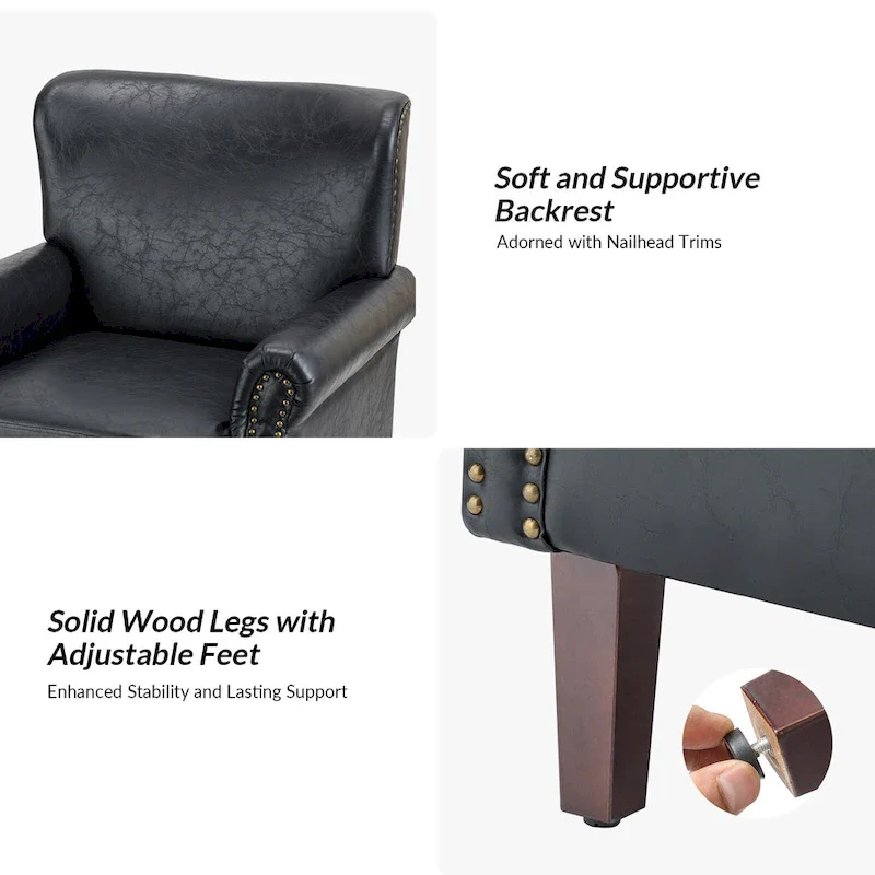 Levi Vegan Transitional Armchair with Rolled Arms Set of 2