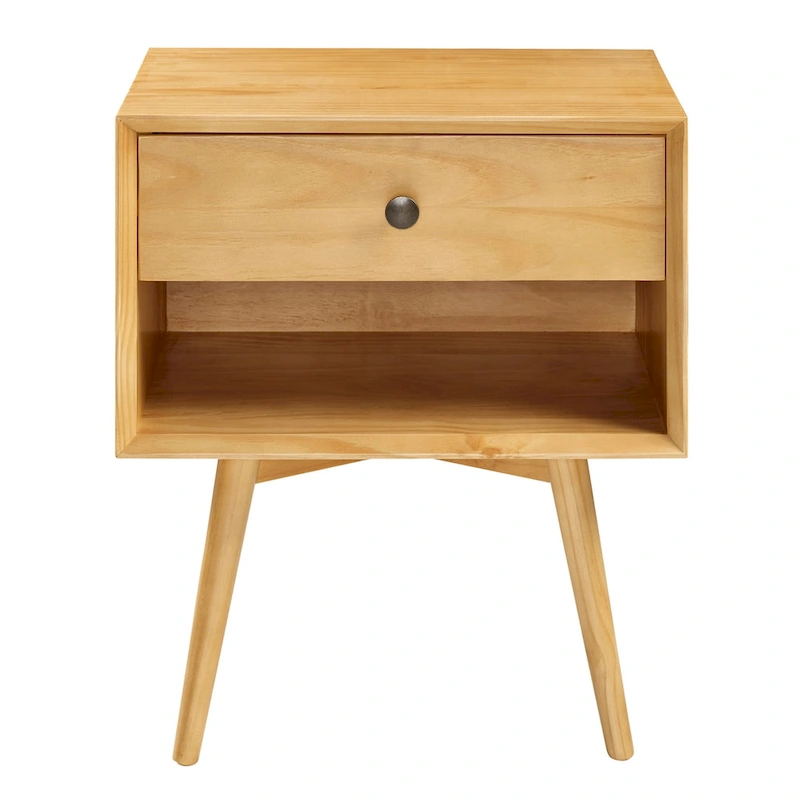 Middlebrook Mid-Century Solid Wood 1-Drawer, 1 Shelf Nightstand