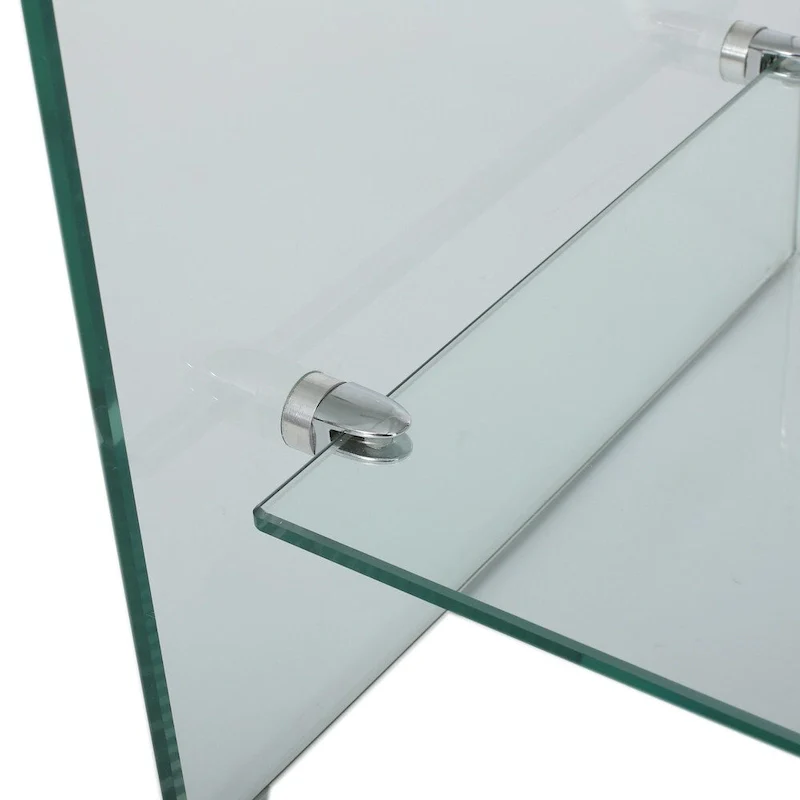 Glass Entertainment TV Console Stand with Shelf