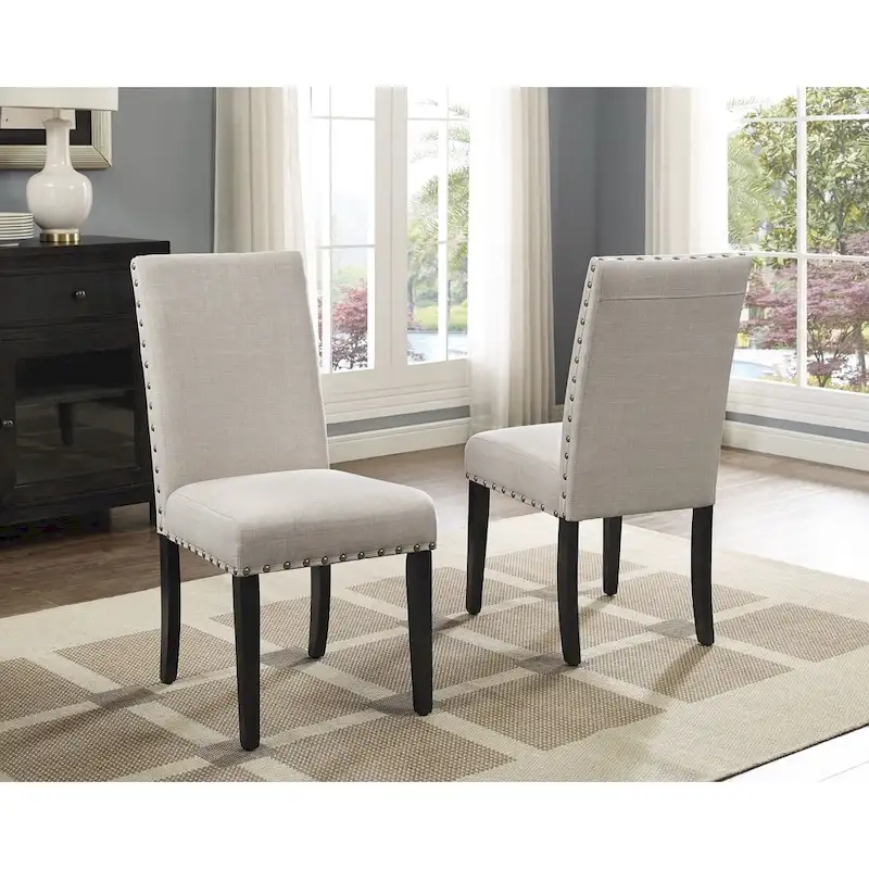 Nailhead-Trim Fabric Dining Chairs (Set of 2)