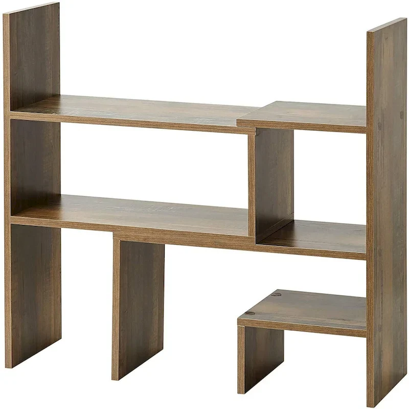 Compact Adjustable Desk Bookshelf - Rustic Brown