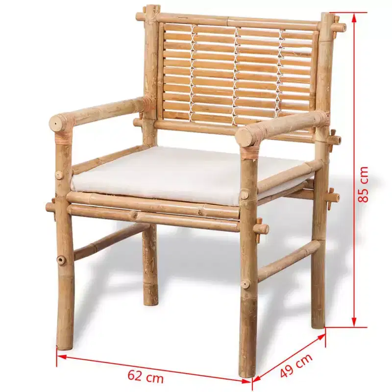 vidaXL Garden Table And Chair White Bamboo, Cotton, Polyester Small