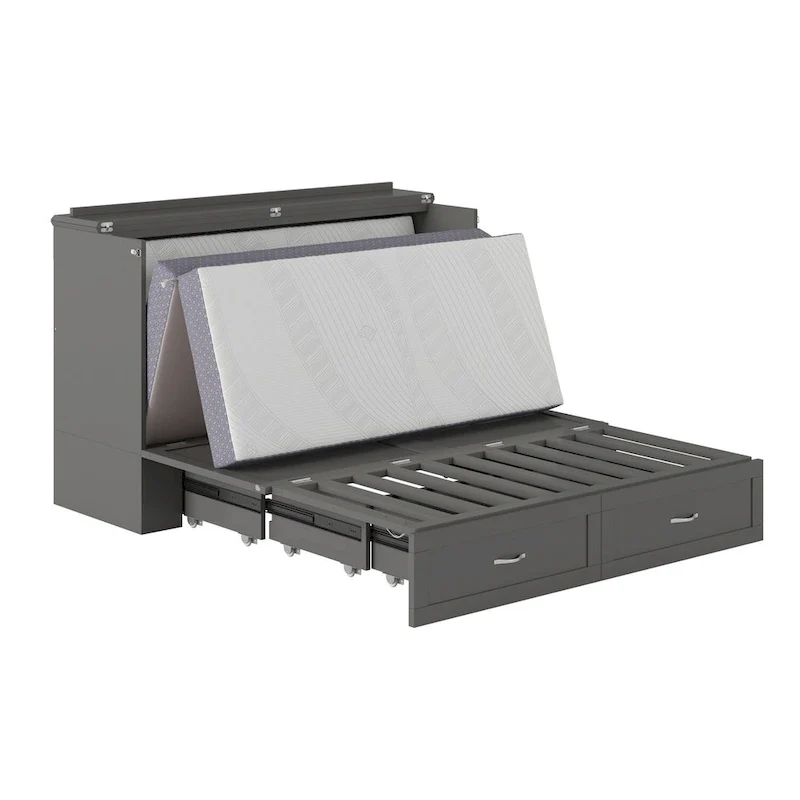 AFI Raleigh Queen Solid Wood Murphy Bed Chest with Mattress