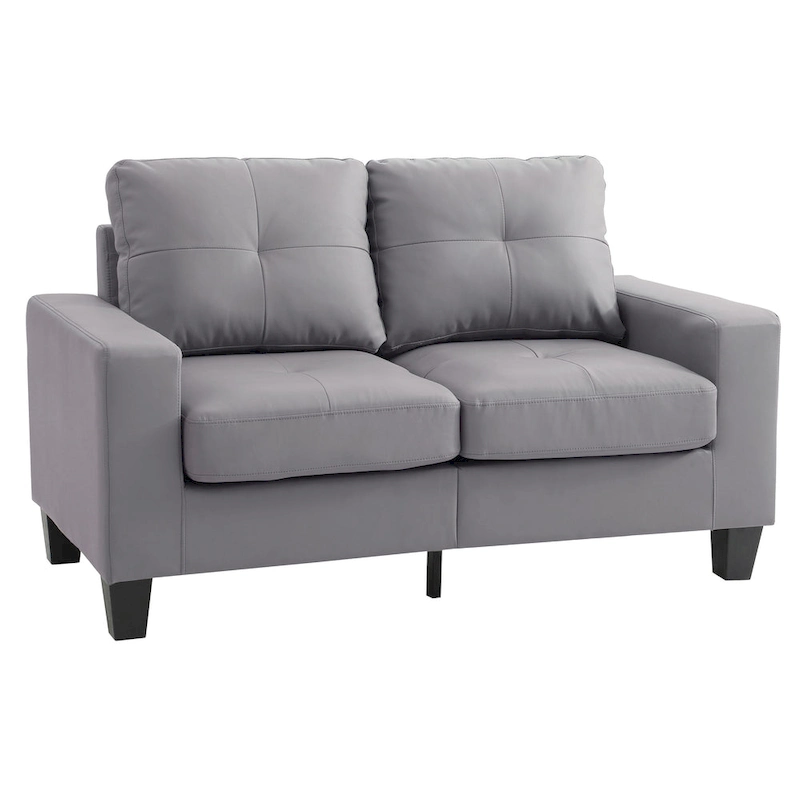 Newbury 58 in. W Flared Arm Faux Leather Straight Sofa - 32L x 58W x 36H