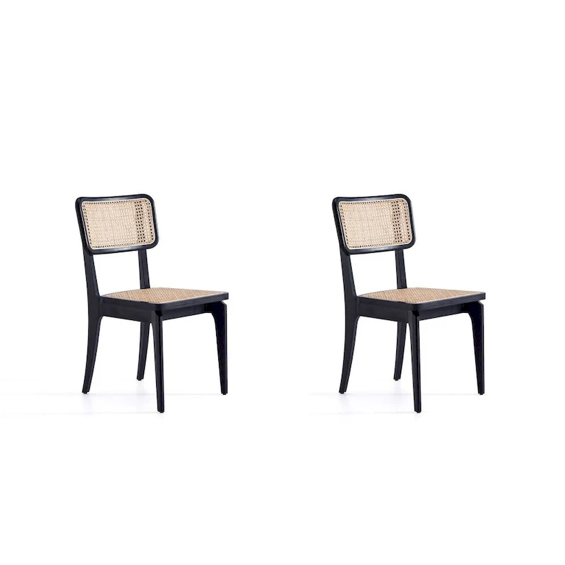 Giverny Dining Chair in Black and Natural Cane - Set of 2