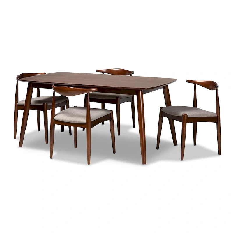 Aeron Mid-Century Modern Upholstered 5-Piece Dining Set
