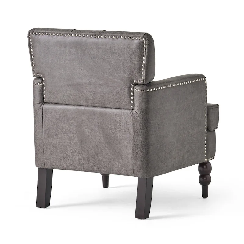 Slate 28 Button Tufted Club Chair with Nailheads